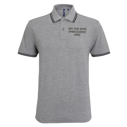 Personalised Embroidered Pub Embroidered Tipped Polo Shirt