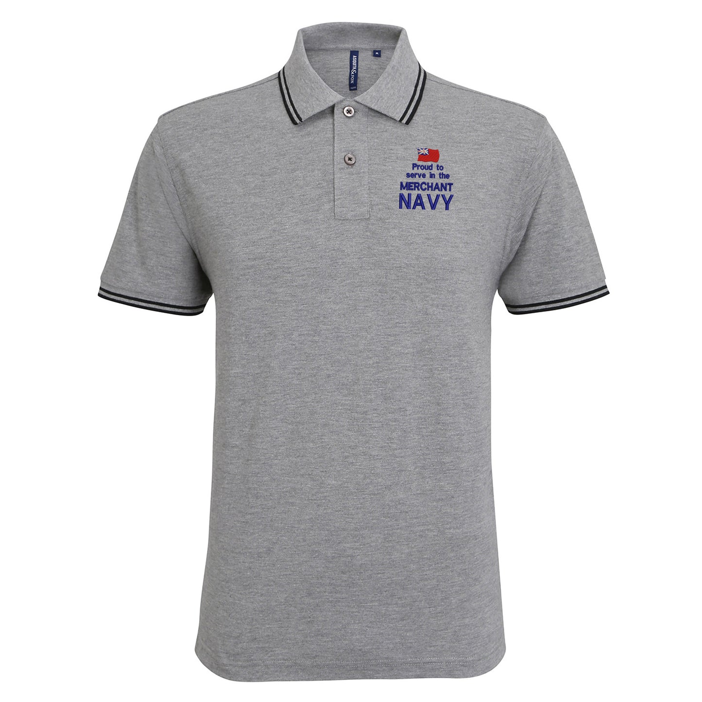 Proud to Serve in The Merchant Navy Embroidered Tipped Polo Shirt