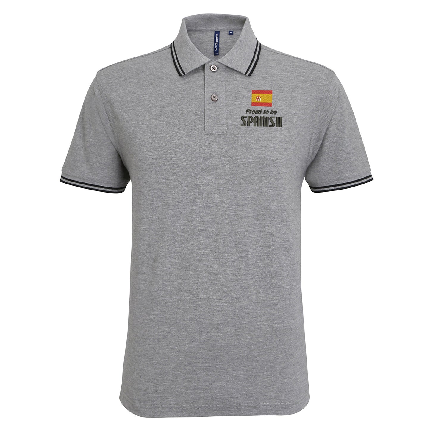 Proud to be Spanish Embroidered Tipped Polo Shirt