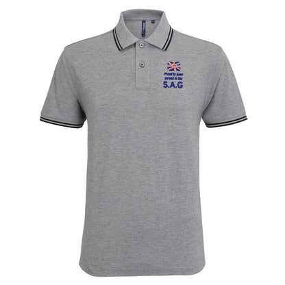 Proud to Have Served in The SAG Embroidered Tipped Polo Shirt