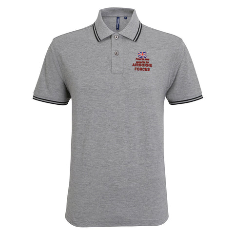 Proud to Have Served in The Airborne Forces Embroidered Tipped Polo Shirt