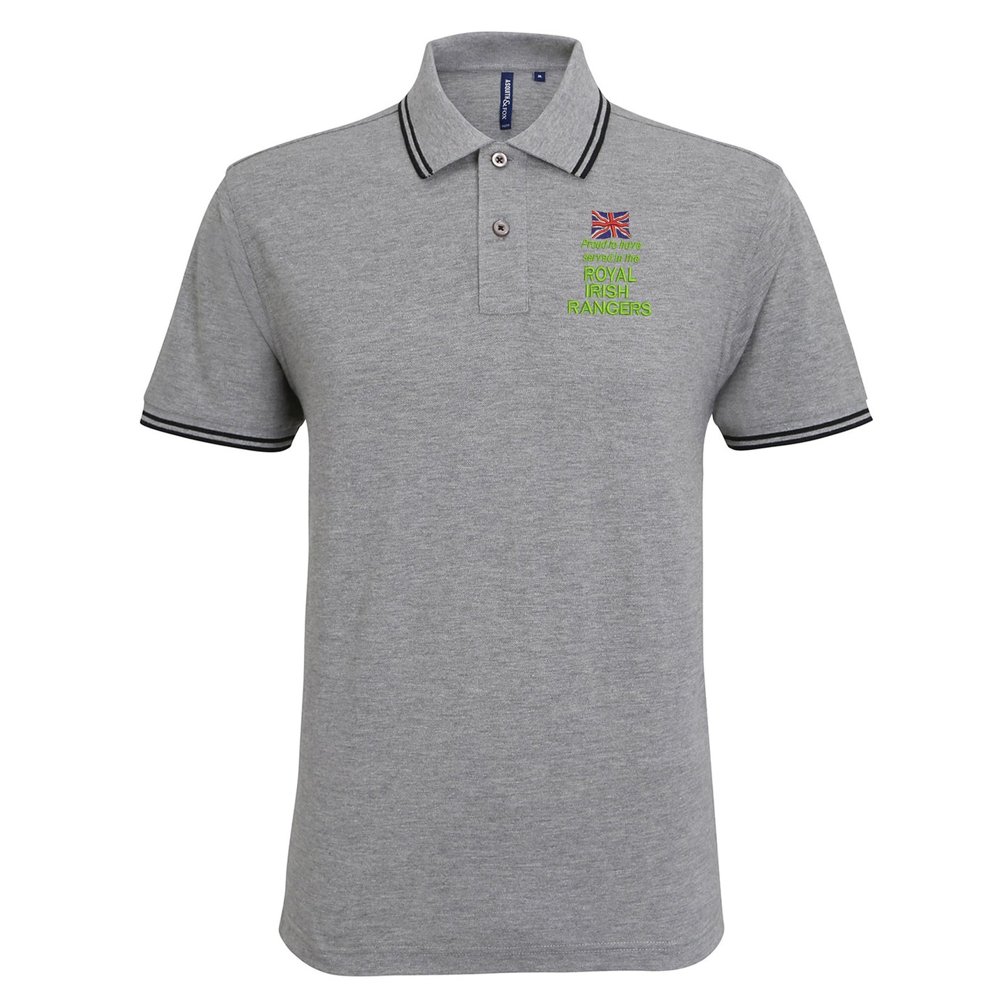 Proud to Have Served in The Royal Irish Rangers Embroidered Tipped Polo Shirt