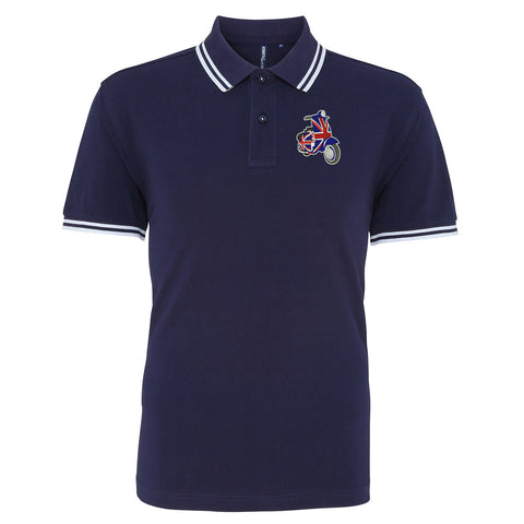 MOD Union Jack Scooter Embroidered Tipped Polo Shirt