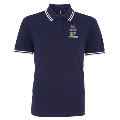 Proud to Have Served in The Royal Irish Rangers Embroidered Tipped Polo Shirt