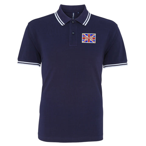 Luton Coloured Union Jack Embroidered Tipped Polo Shirt