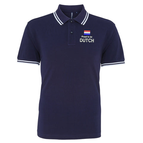 Proud to be Dutch Embroidered Tipped Polo Shirt