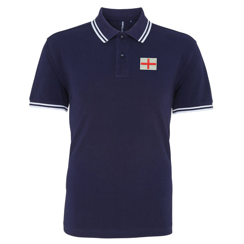 Flag of England Embroidered Tipped Polo Shirt