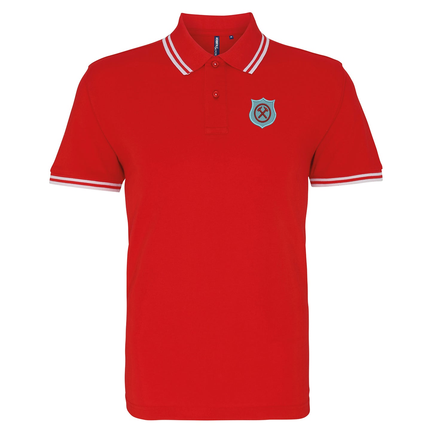 Retro West Ham 1923 Embroidered Tipped Polo Shirt - Red White XL