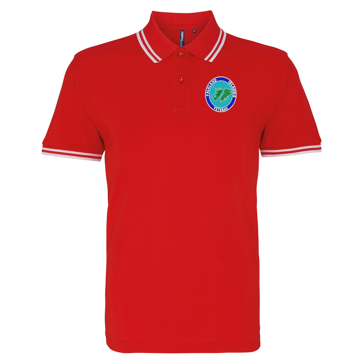 Falkland Islands Veteran Embroidered Tipped Polo Shirt