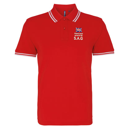 Proud to Have Served in The SAG Embroidered Tipped Polo Shirt