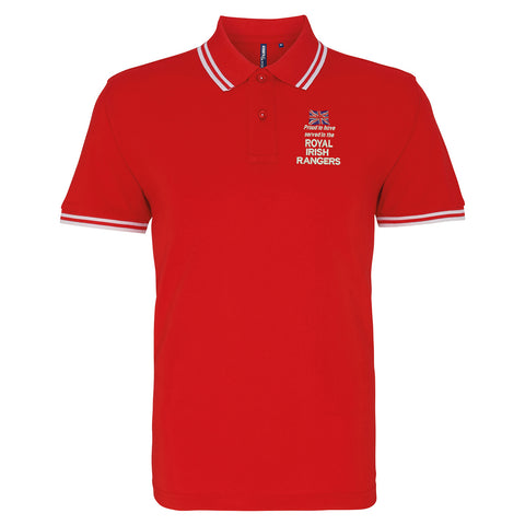 Proud to Have Served in The Royal Irish Rangers Embroidered Tipped Polo Shirt