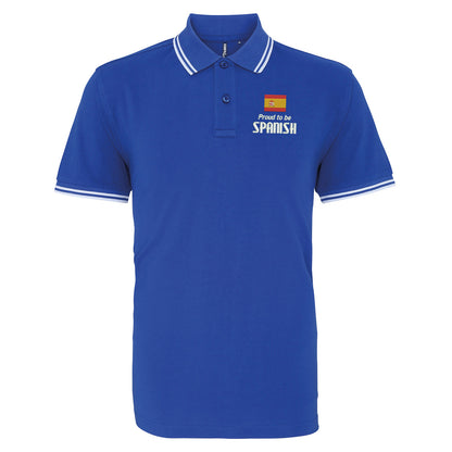 Proud to be Spanish Embroidered Tipped Polo Shirt