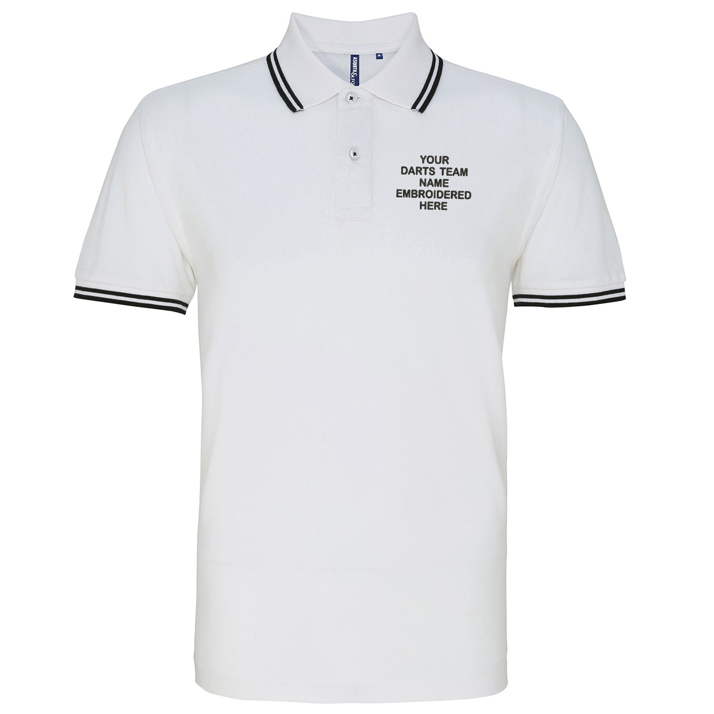 Personalised Darts Team Embroidered Tipped Polo Shirt