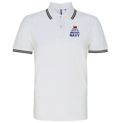 Proud to Serve in The Merchant Navy Embroidered Tipped Polo Shirt