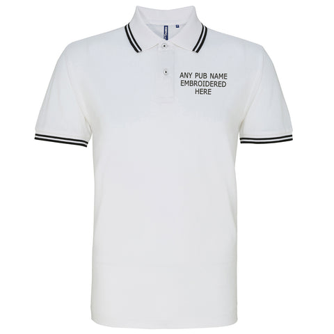 Personalised Embroidered Pub Embroidered Tipped Polo Shirt