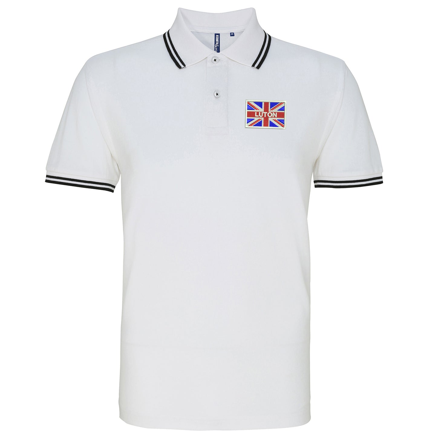 Luton Coloured Union Jack Embroidered Tipped Polo Shirt