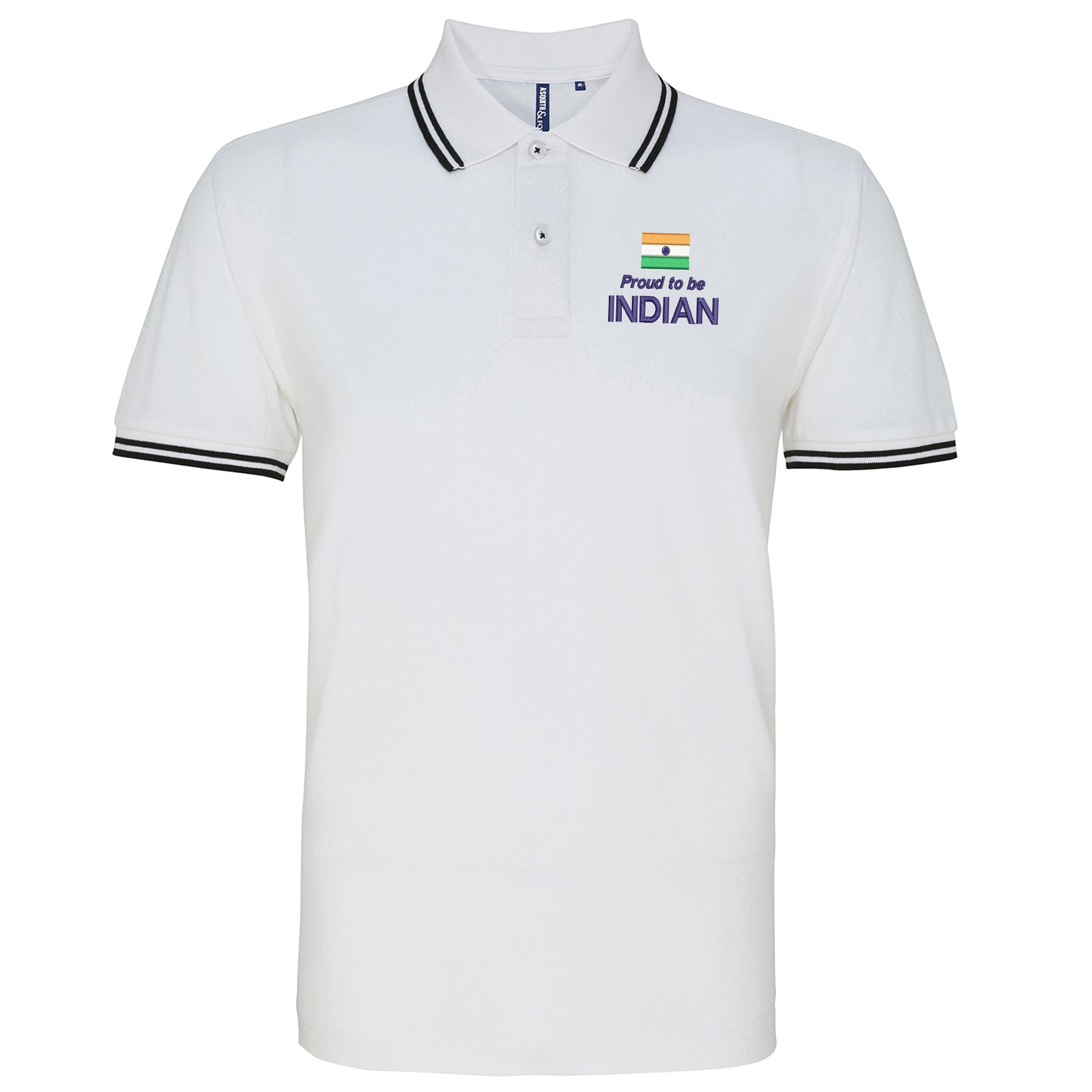 Proud to be Indian Embroidered Tipped Polo Shirt