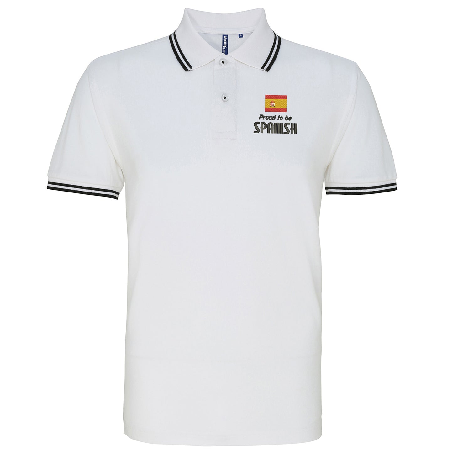 Proud to be Spanish Embroidered Tipped Polo Shirt