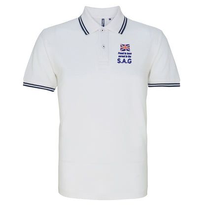 Proud to Have Served in The SAG Embroidered Tipped Polo Shirt