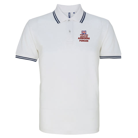 Proud to Have Served in The Airborne Forces Embroidered Tipped Polo Shirt