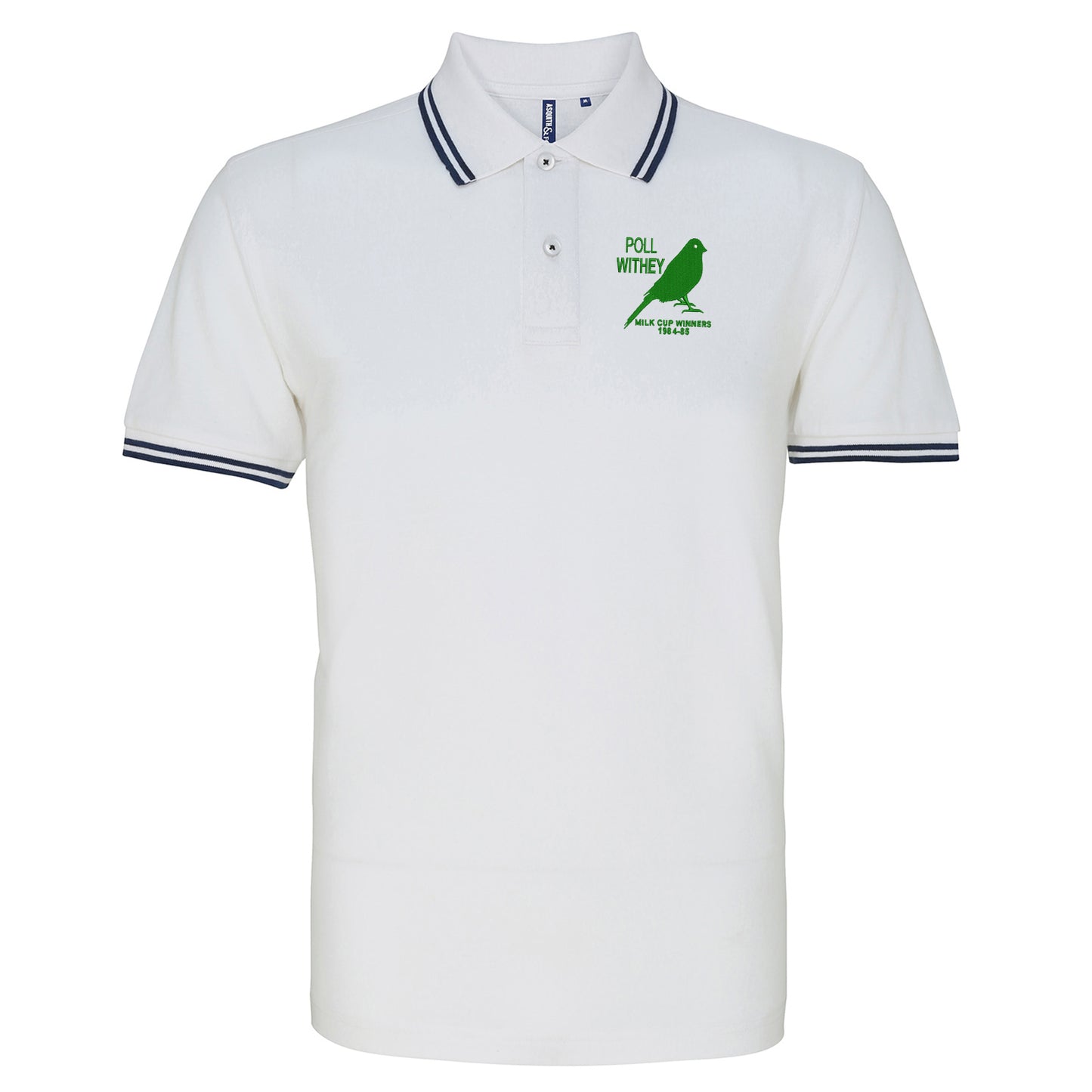 Retro Norwich Milk Cup Winners 1984-85 Embroidered Tipped Polo Shirt