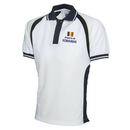 Proud to be Romanian Embroidered Polyester Sports Polo Shirt