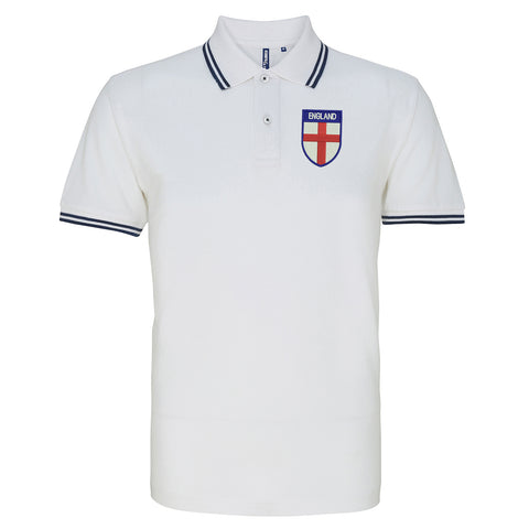 Flag of England Shield Embroidered Tipped Polo Shirt
