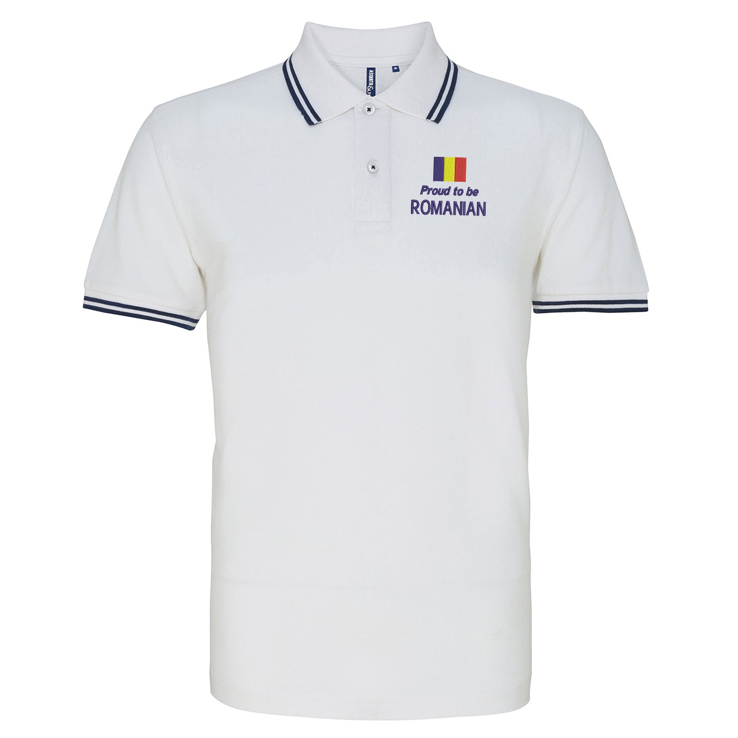 Proud to be Romanian Embroidered Tipped Polo Shirt