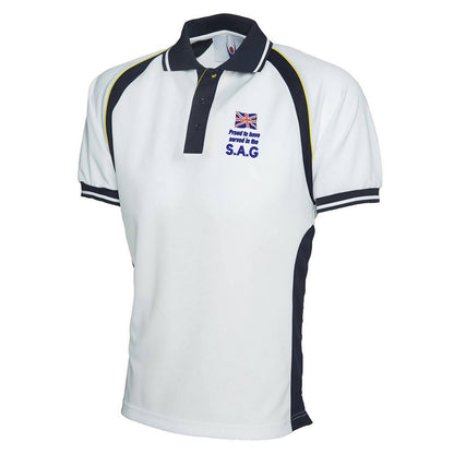 Proud to Have Served in The SAG Embroidered Polyester Sports Polo Shirt