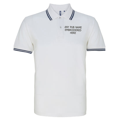 Personalised Embroidered Pub Embroidered Tipped Polo Shirt