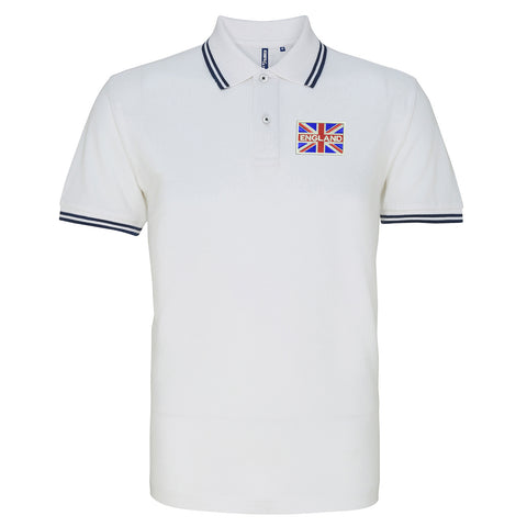 England Coloured Union Jack Embroidered Tipped Polo Shirt