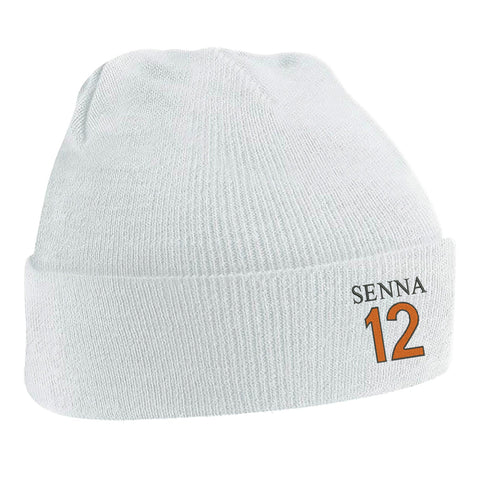 Retro Senna 12 Embroidered Beanie Hat
