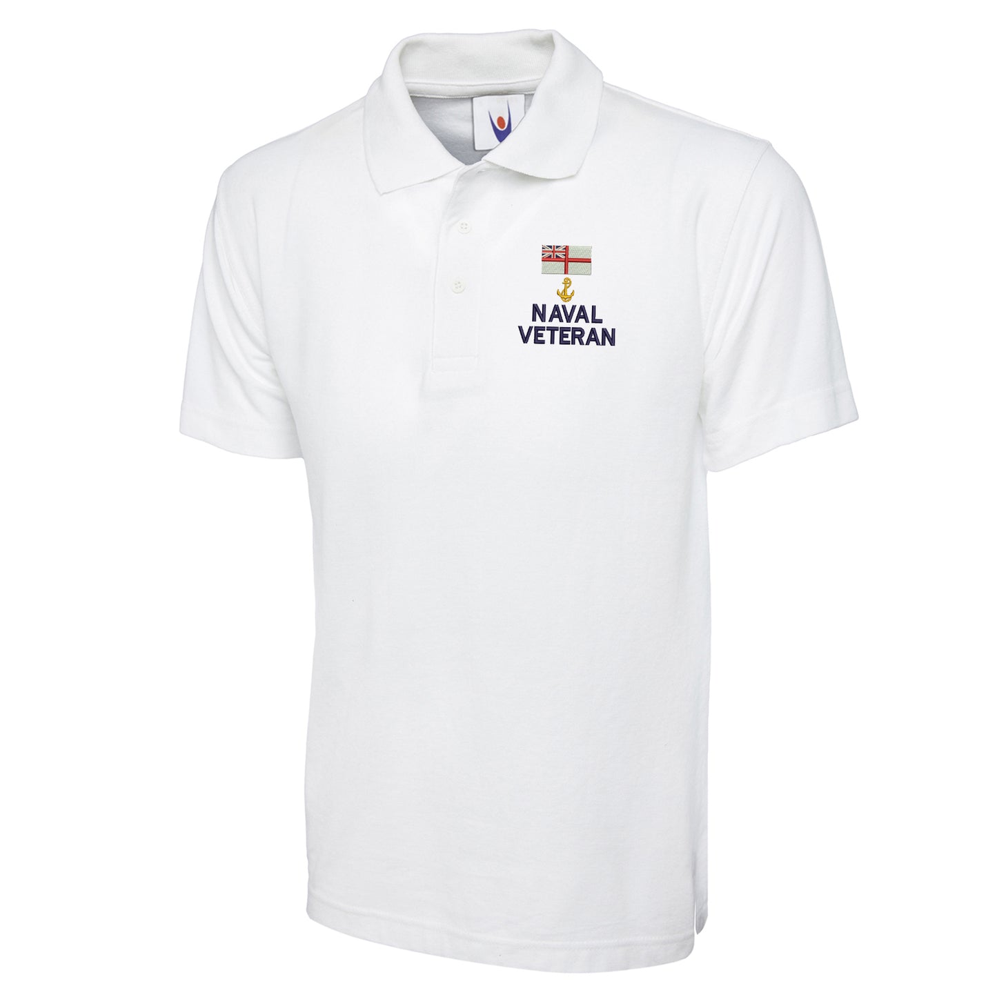 White Ensign Naval Anchor Veteran Embroidered Classic Polo Shirt