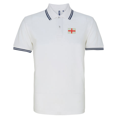 Flag of England Embroidered Tipped Polo Shirt