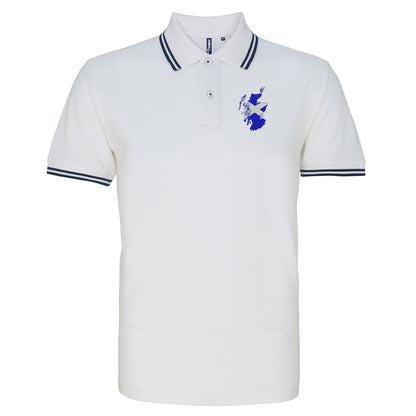 Scotland Flag Map Embroidered Tipped Polo Shirt