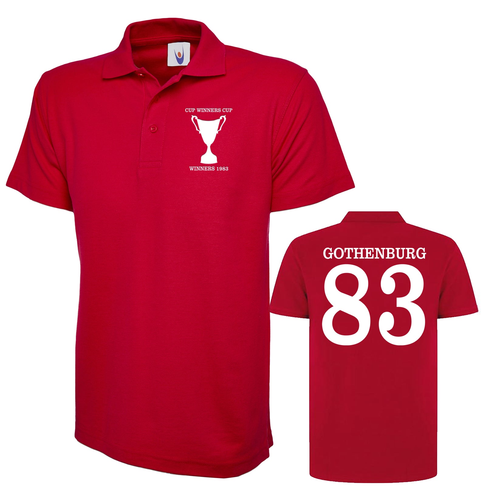 Retro Aberdeen European Cup Winners Cup 1983 Embroidered Classic Polo Shirt with Print on Back