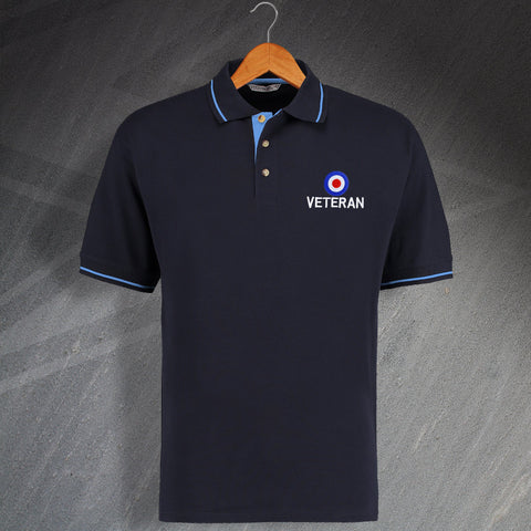 RAF Polo Shirt Embroidered Contrast Roundel Veteran