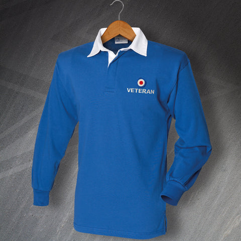 RAF Rugby Shirt Embroidered Long Sleeve Roundel Veteran