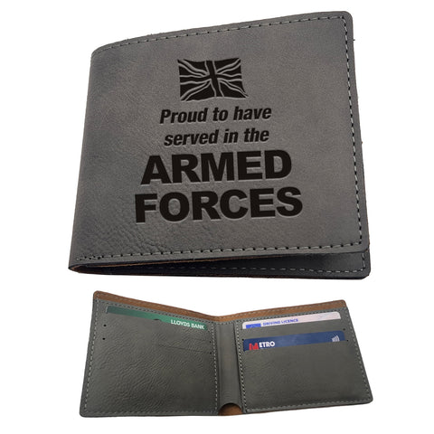 Proud to Have Served in The Armed Forces Leather Engraved Wallet