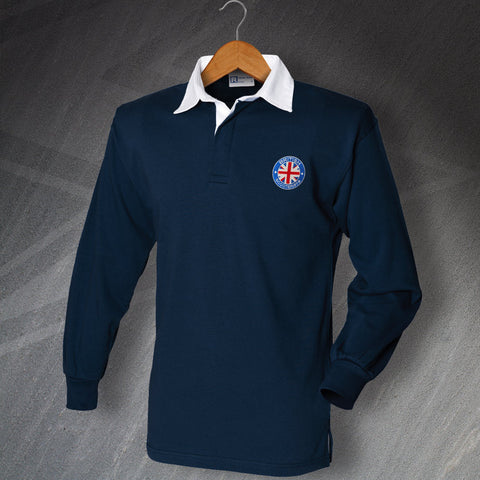 British Scooterists Long Sleeve Rugby Shirt with Embroidered Badge