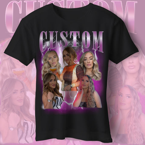 Custom Bootleg T Shirt Personalised with Your Photographs & Text