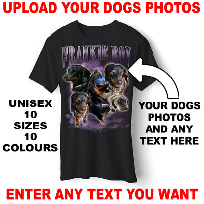 Personalised Unisex Dog T-Shirt with Your Dog's Name & Photographs