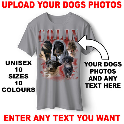 Personalised Unisex Dog T-Shirt with Your Dog's Name & Photographs