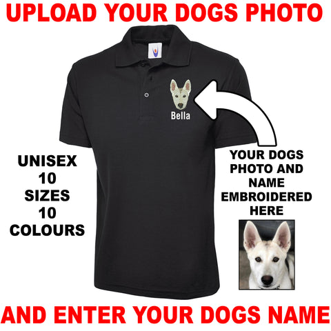 Personalised Classic Polo Shirt Embroidered with Any Dogs Photo and Name