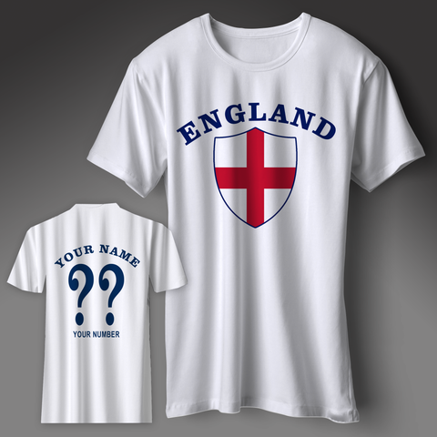 Personalised England Football Team T-Shirt with any Number & Name