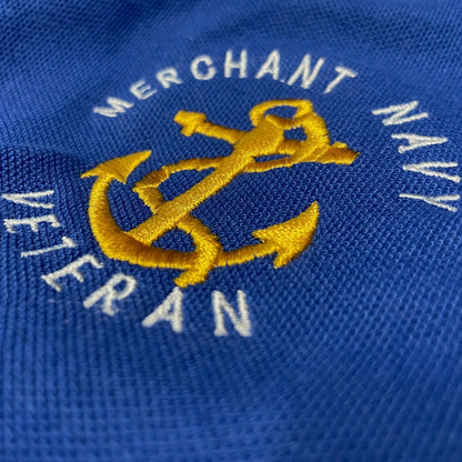 Merchant Navy Veteran Anchor Embroidered Classic Polo Shirt - Royal Blue Medium