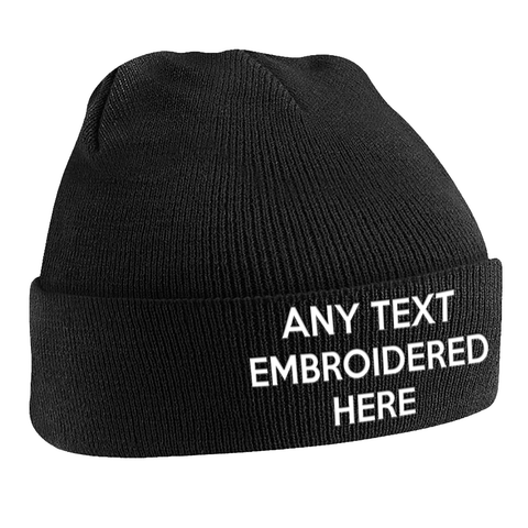 Personalised Beanie Hat Embroidered with Your Text