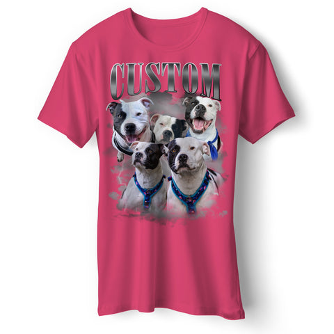 Personalised Dog Bootleg T-Shirt with Your Dog's Name & Photographs