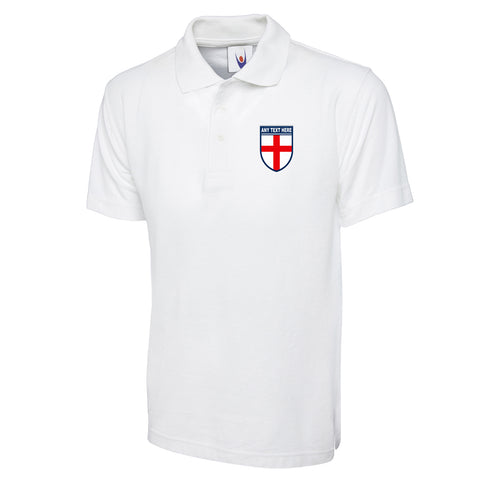 Personalised England Shield Embroidered Classic Polo Shirt Embroidered with any Text