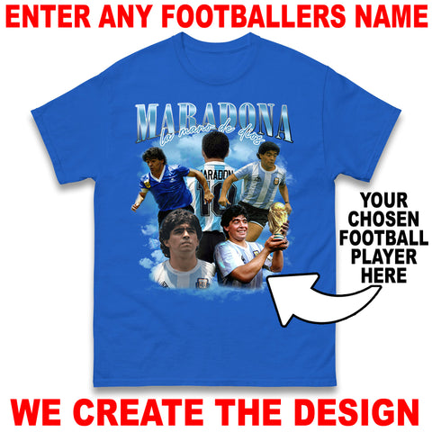 Custom Football Bootleg Unisex T-Shirt Based on Any Football Player